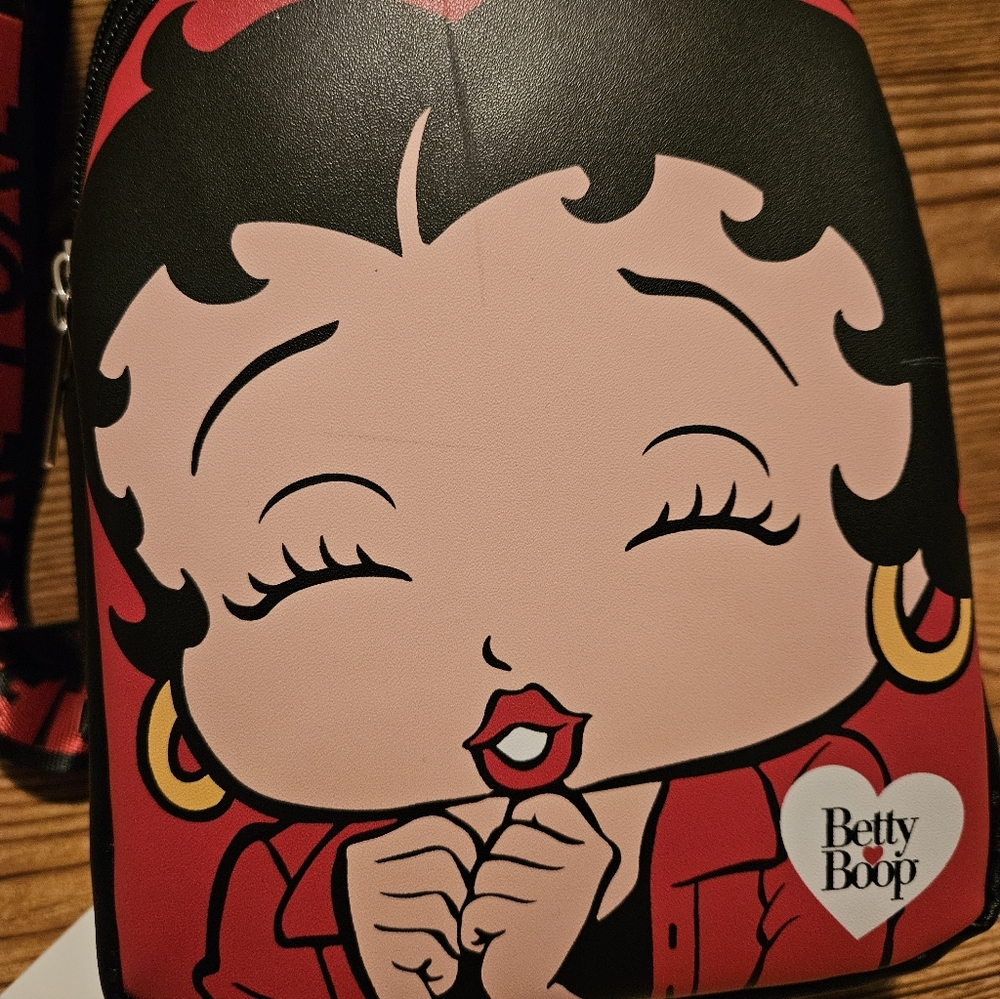 Betty Boop Black and Red Sling Bag Purse Backpack - Picture 3 of 8